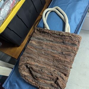 Brown Woven Tote Bag